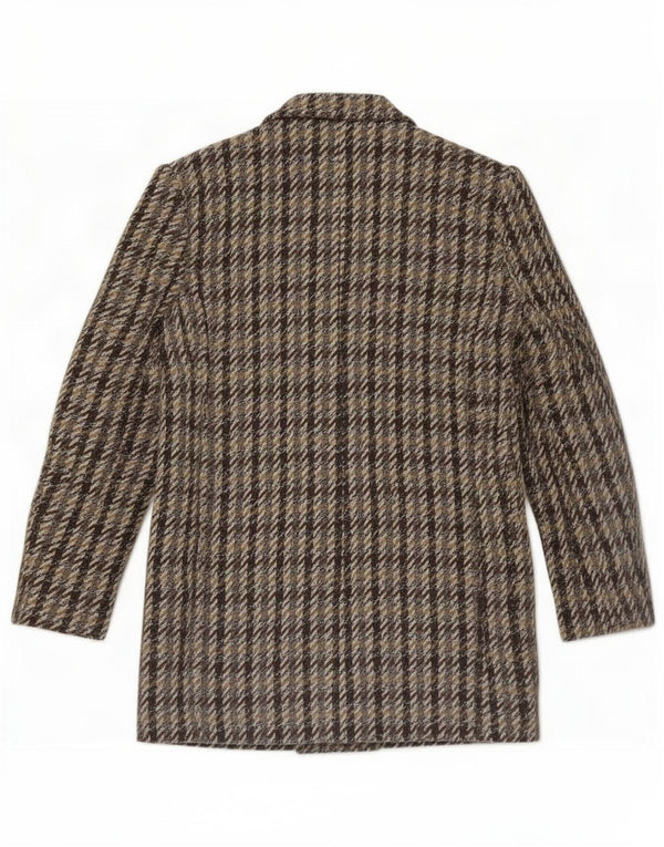 Vintage γυναικείο διπλό μπουφάν σακάκι UK 10 Small Brown Houndstooth