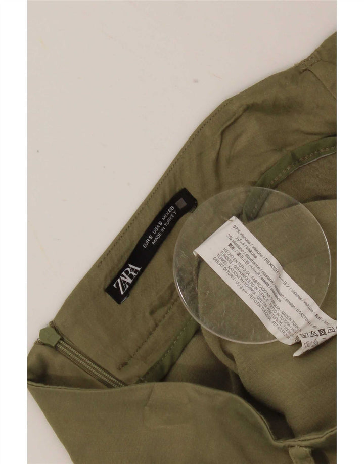 Zara Γυναικεία Mini Wrap Φούστα Small W26 Khaki Viscose