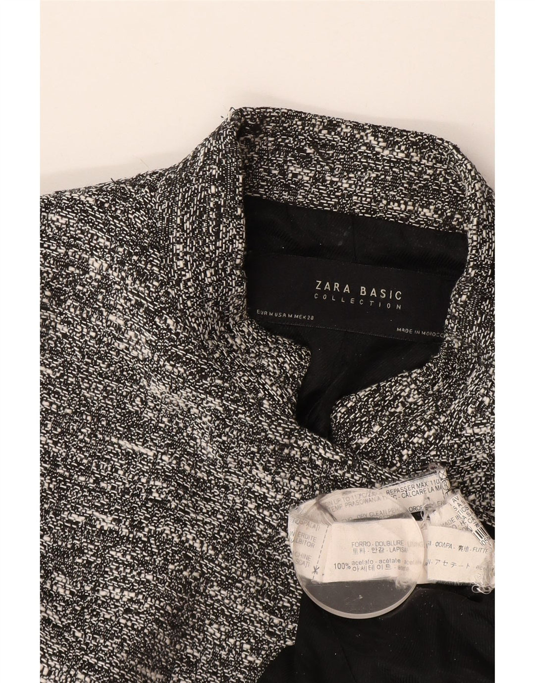 Zara Γυναικείο σακάκι Longline Blazer UK 12 Medium Grey Flecked Acetate