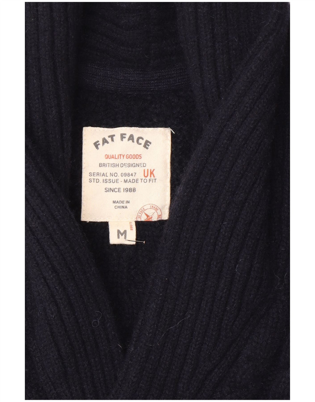 Ανδρικό πουλόβερ ζακέτα Fat Face Medium Navy Blue Wool