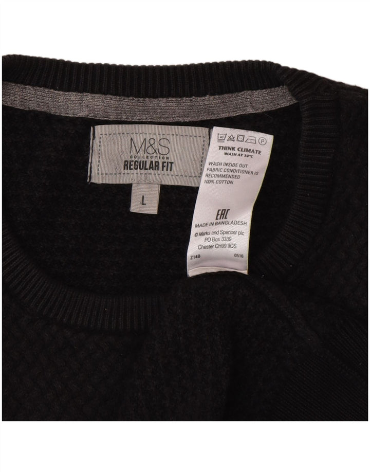 Ανδρικό πουλόβερ Marks & Spencer Regular Fit Crew Neck Jumper Μεγάλο Μαύρο