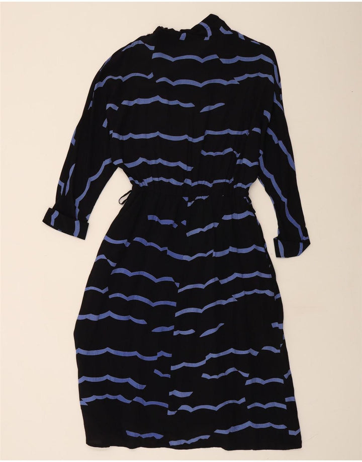 VINTAGE Γυναικείο μάξι φόρεμα 3/4 μανίκι IT 42 μέτριο μαύρο ριγέ βισκόζη