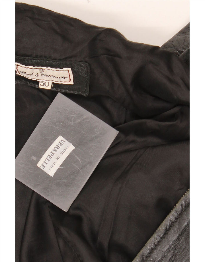 VINTAGE Ανδρικό Δερμάτινο Μπουφάν IT 50 Μεγάλο Δερμάτινο Μαύρο