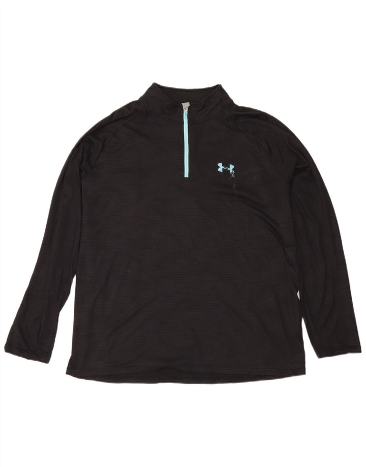 Ανδρική φόρμα αθλητικής φόρμας Under Armor Heat Gear με φερμουάρ πουλόβερ στο επάνω μέρος Μαύρο
