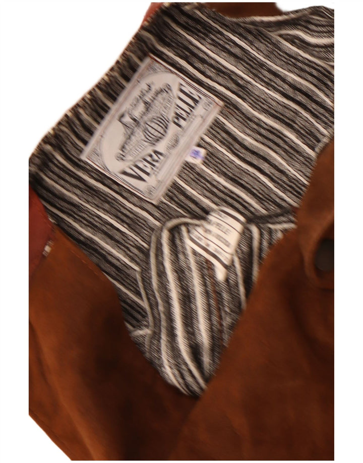 Vintage Ανδρικό Suede Γιλέκο IT 42 XS Καφέ Δερμάτινο
