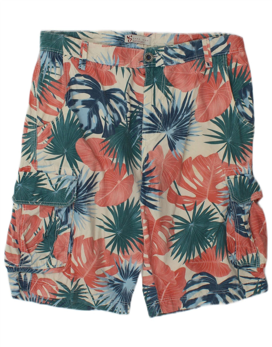 Zara Ανδρικό σορτς Cargo EU 40 Medium W31 Πολύχρωμο Βαμβακερό Floral