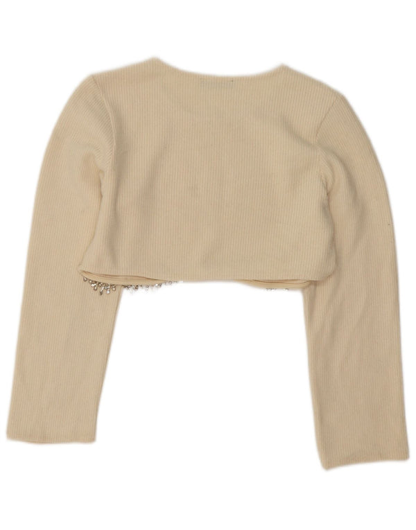 Zara Γυναικείο Crop Top μακρυμάνικο UK 10 Small Beige