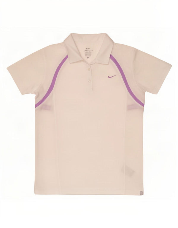 Γυναικείο μπλουζάκι Nike Dri Fit Polo UK 12/14 Medium White Polyester