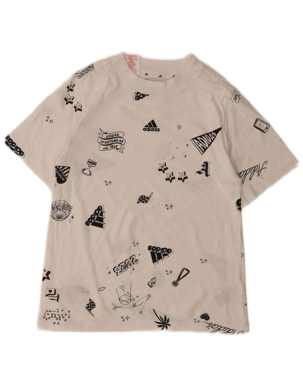 Γραφικό T-Shirt Adidas Boys Top 11-12 ετών Λευκό βαμβακερό