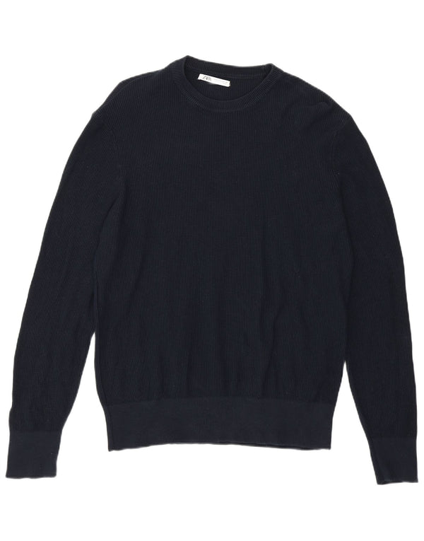 Ανδρικό πουλόβερ Zara Crew Neck Jumper Small Navy Blue