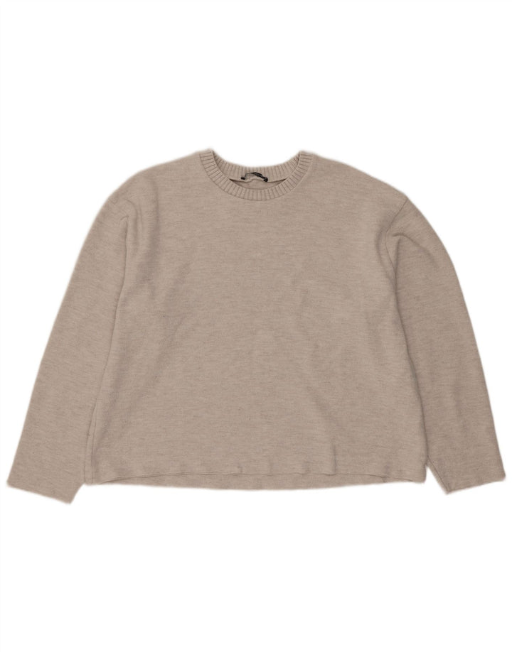 Zara Γυναικεία Μπλούζα Crop Top UK 16 Large Beige Polyester