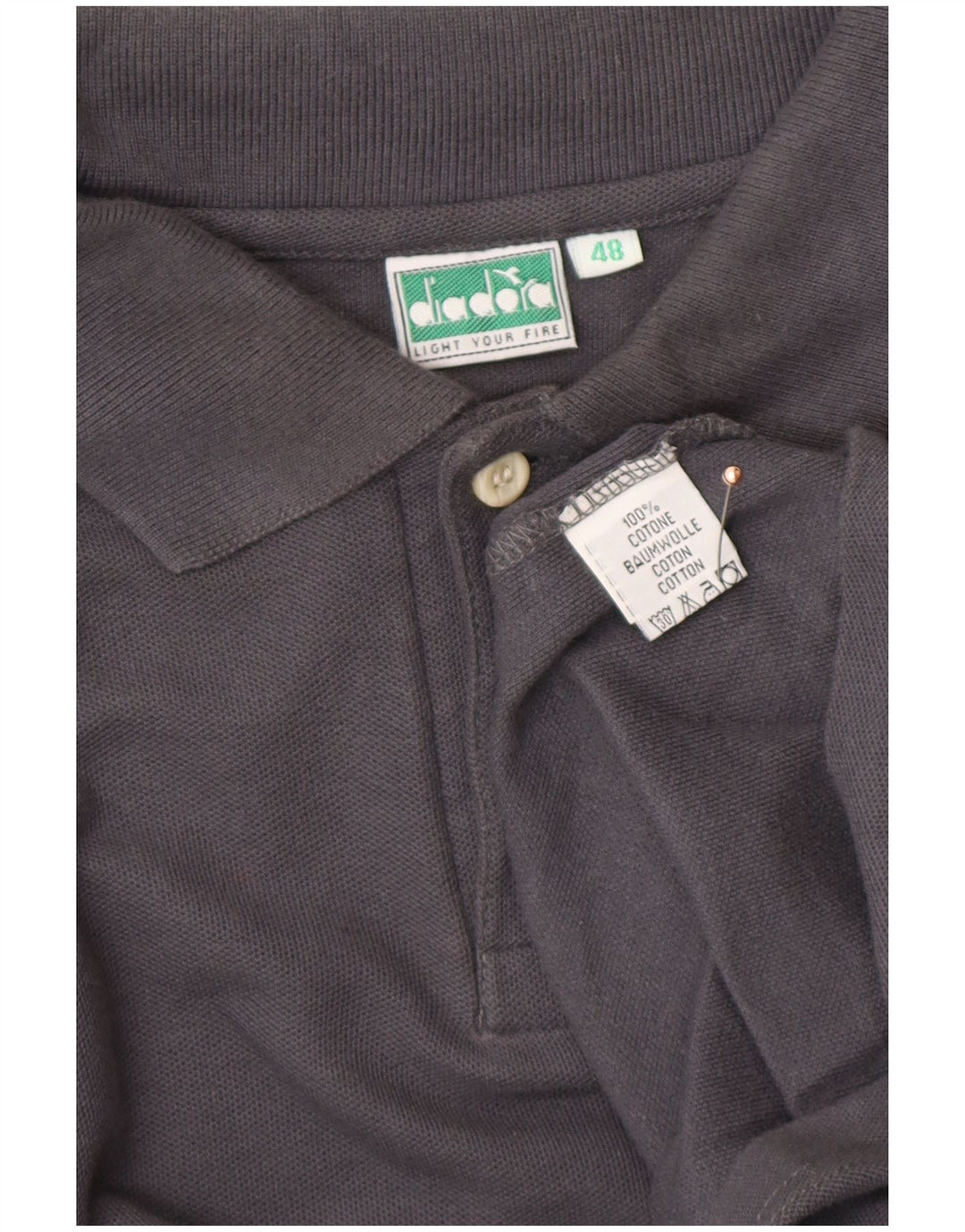 DIADORA Ανδρικό μακρυμάνικο μπλουζάκι πόλο IT 48 Μεσαίο γκρι βαμβακερό