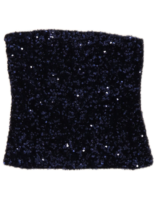 Etam Womens Crop Strapless Top 10 Small Navy Blue Polyester