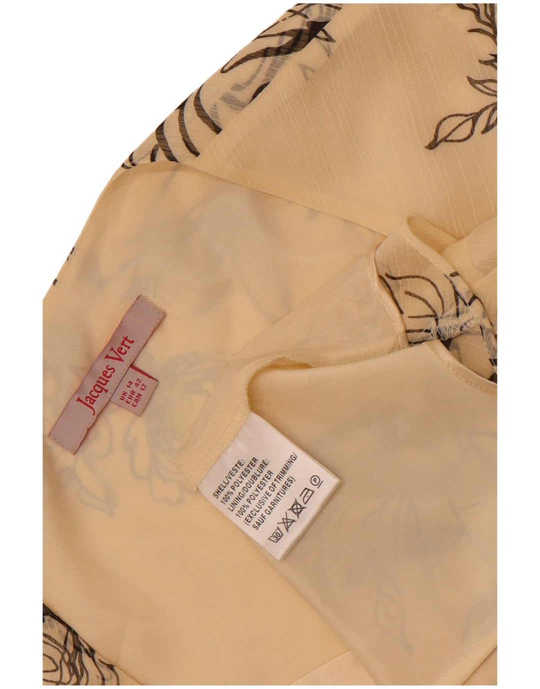 Jacques Vert Γυναικεία μπλούζα τοπ UK 14 Large Off White Floral Πολυεστέρας