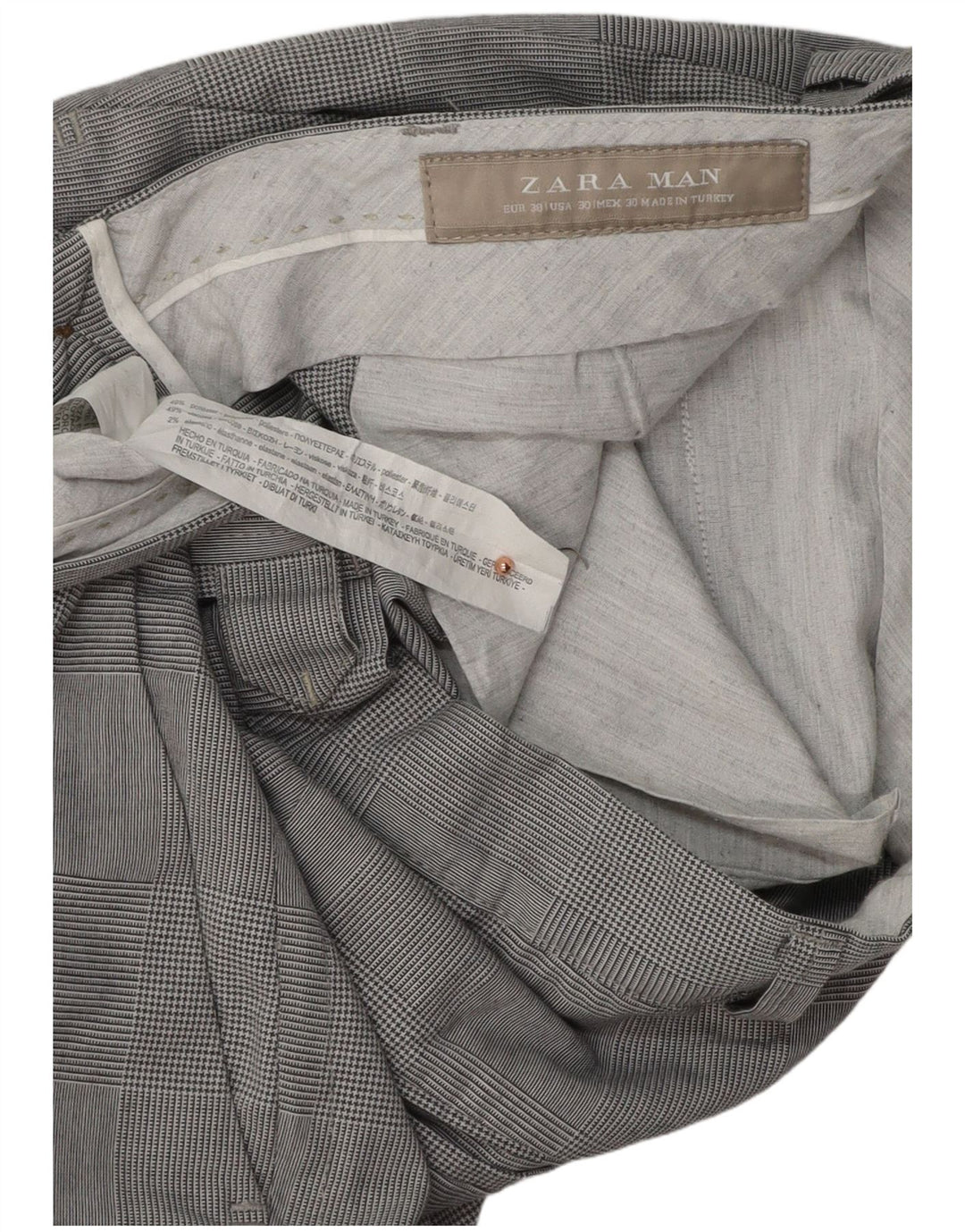 Ανδρικό παντελόνι Chino ZARA Slim EU 38 Small W30 L31 Grey Houndstooth