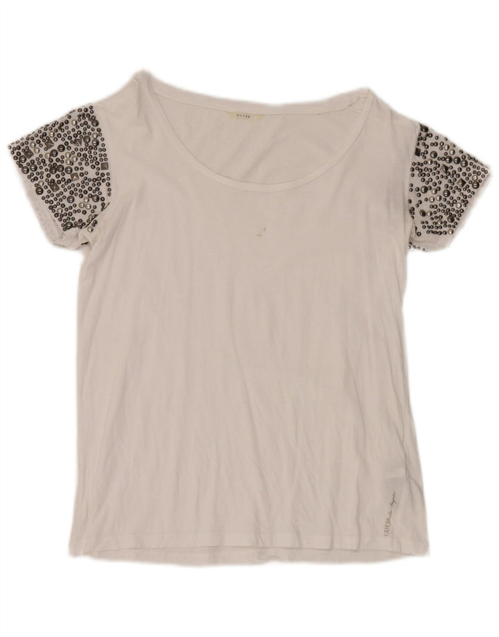 Guess Γυναικείο T-Shirt Top UK 8 Μικρό λευκό βαμβακερό