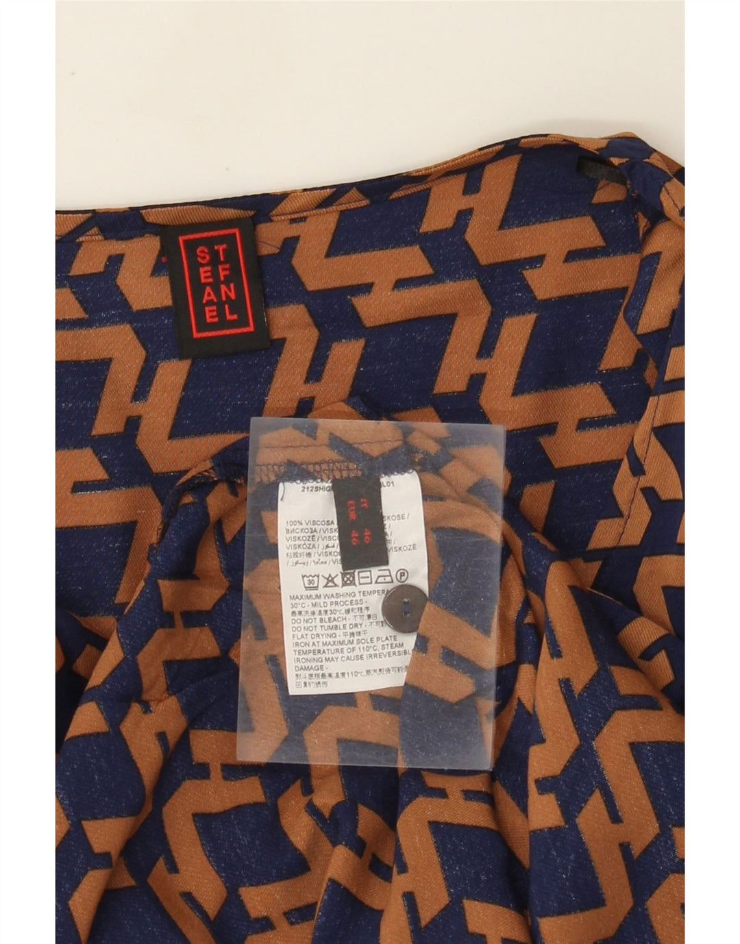 Stefanel Γυναικεία μακρυμάνικη μπλούζα Top IT 46 Large Navy Blue Geometric