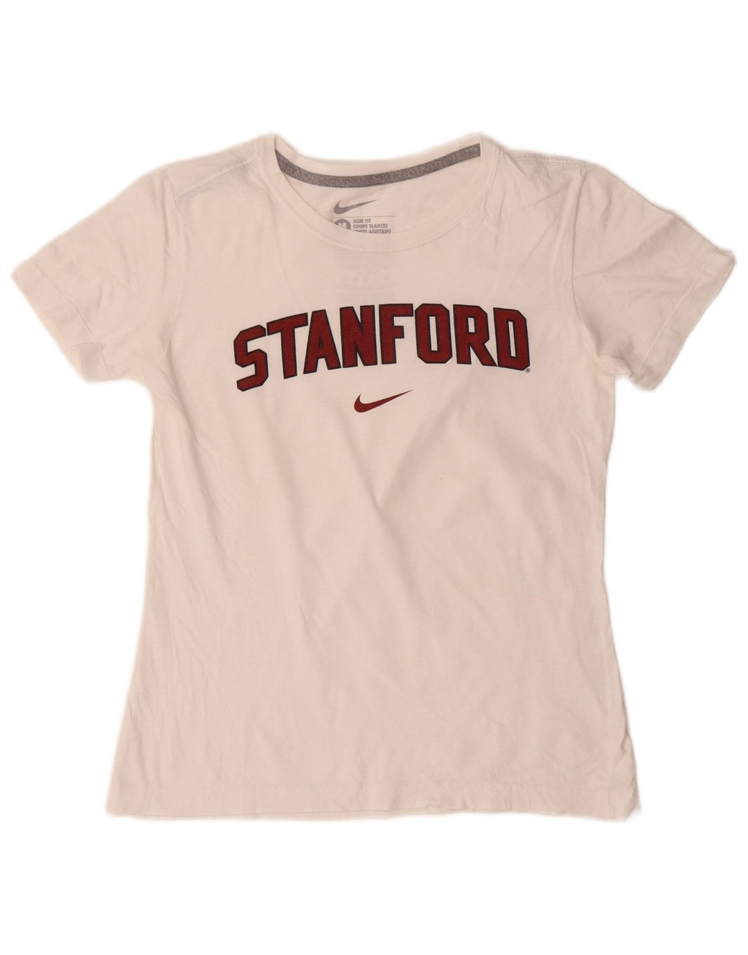 Γυναικείο γραφικό μπλουζάκι NIKE Stanford Slim Fit Top UK 12 Medium White