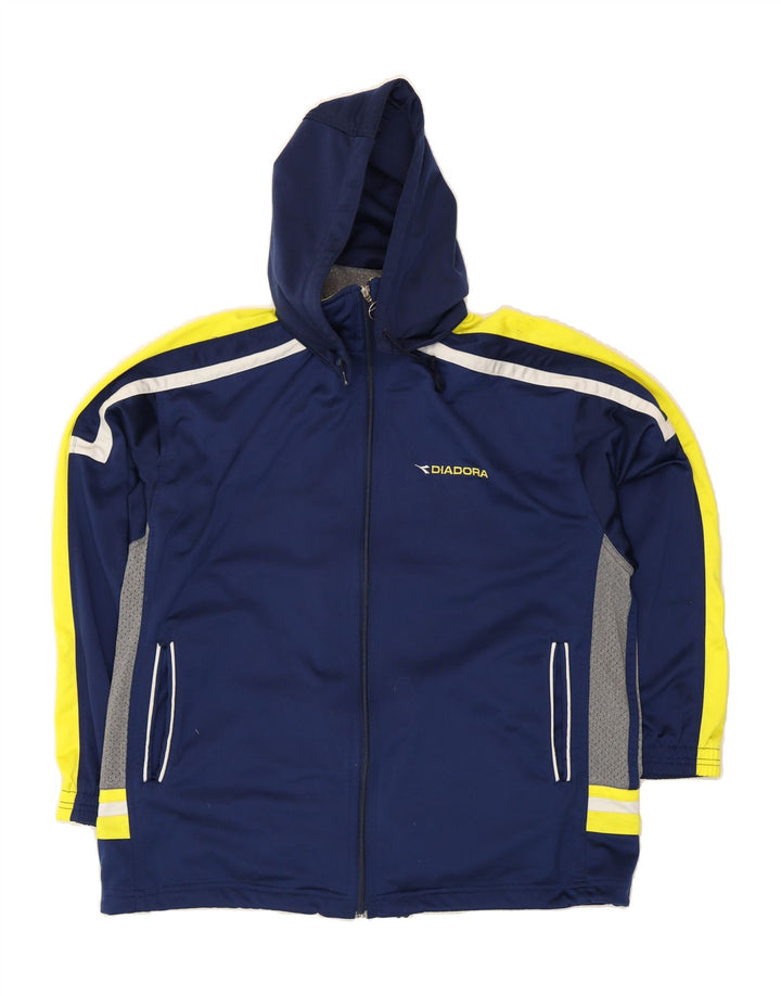 DIADORA Mens Tracksuit Top Jacket UK 40 Medium Navy Blue Colourblock Vintage Diadora and Second-Hand Diadora from Messina Hembry 