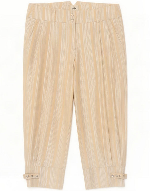 Cerruti 1881 Womens Capri Trousers IT 42 Medium W28 L21 Beige ριγέ