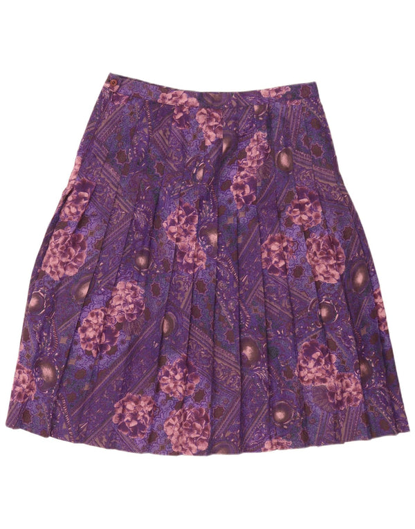 ELENA MIRO Γυναικεία φούστα με μαχαίρι πλισέ UK 20 2XL W42 Μωβ Floral