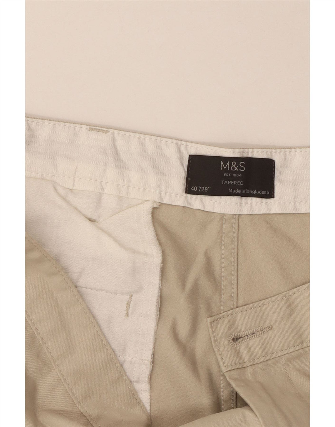 Marks & Spencer Ανδρικό κωνικό παντελόνι Chino W40 L29 Μπεζ βαμβακερό