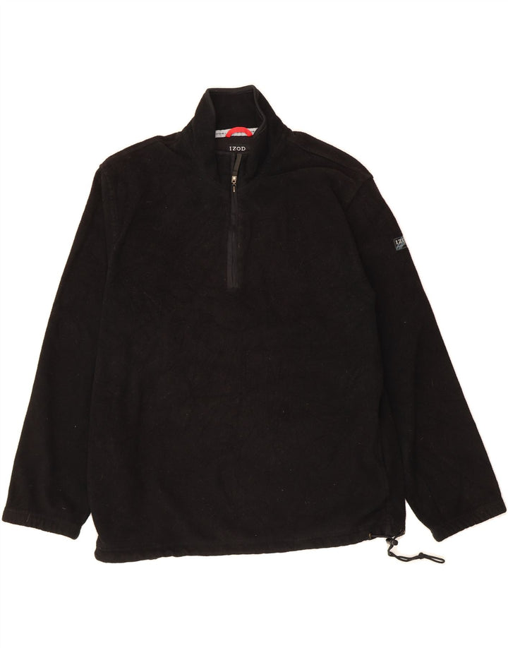 IZOD Mens Zip Neck Fleece Jumper Large Black Polyester Vintage Izod and Second-Hand Izod from Messina Hembry 