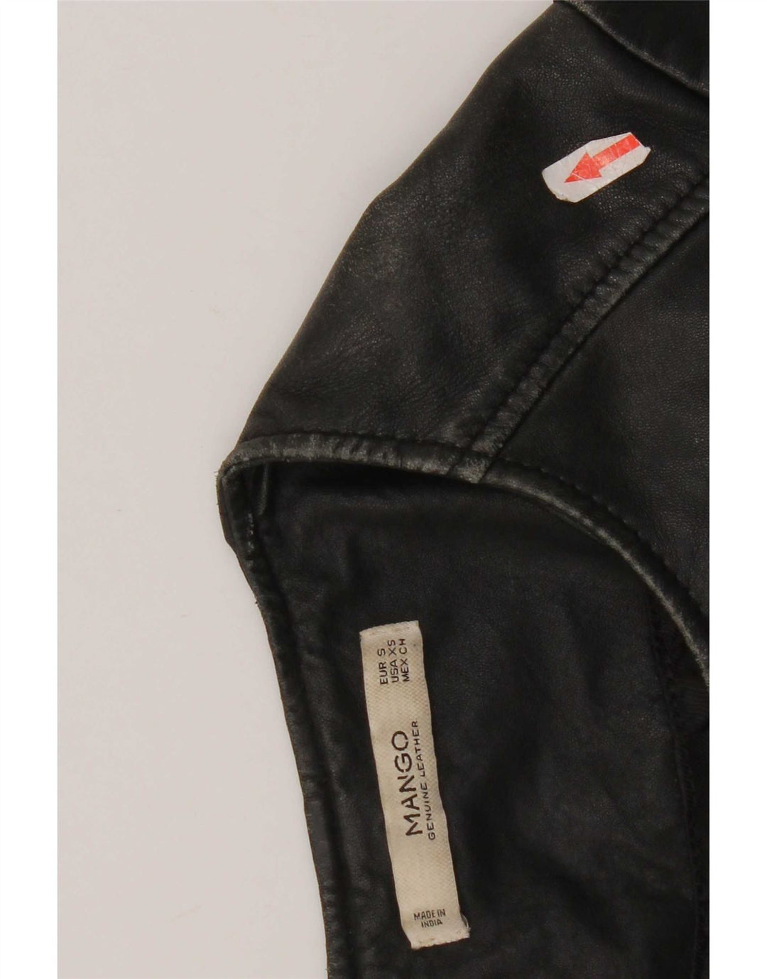 Mango Womens Crop Leather Jacket UK 10 Small Black