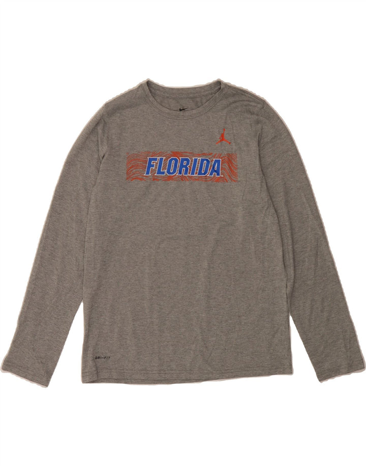 NIKE Boys Florida Graphic Top Long Sleeve 13-14 Years XL Grey Polyester Vintage Nike and Second-Hand Nike from Messina Hembry 