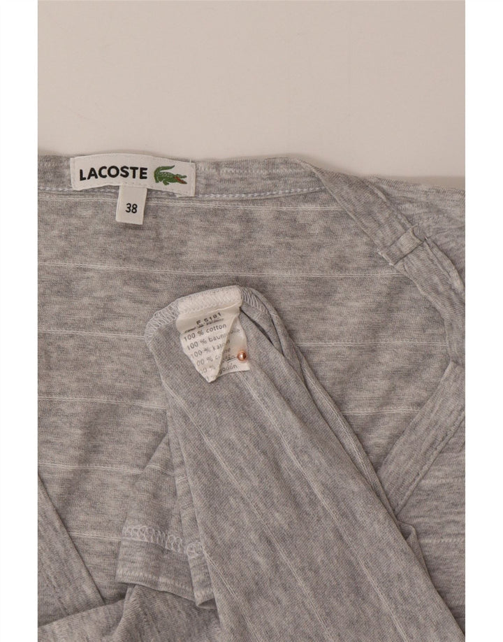 LACOSTE Womens T-Shirt Top Size 38 Medium Grey Striped Cotton