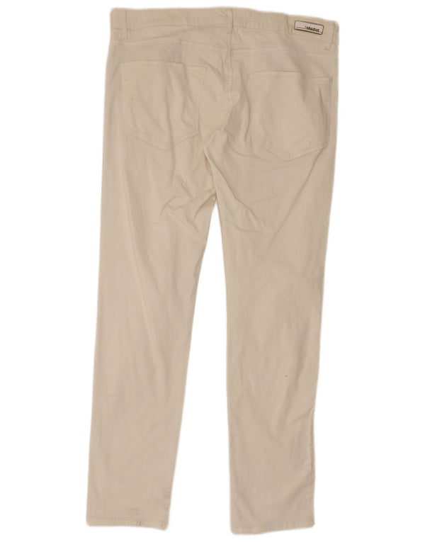 Zara Ανδρικό ίσιο casual παντελόνι EU 46 XL W36 L32 Λευκό βαμβακερό