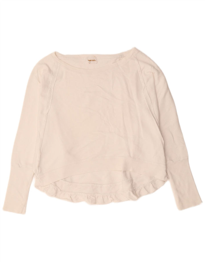 Diesel γυναικείο φούτερ υπερμεγέθη Jumper UK 14 Μεσαίο λευκό βαμβακερό