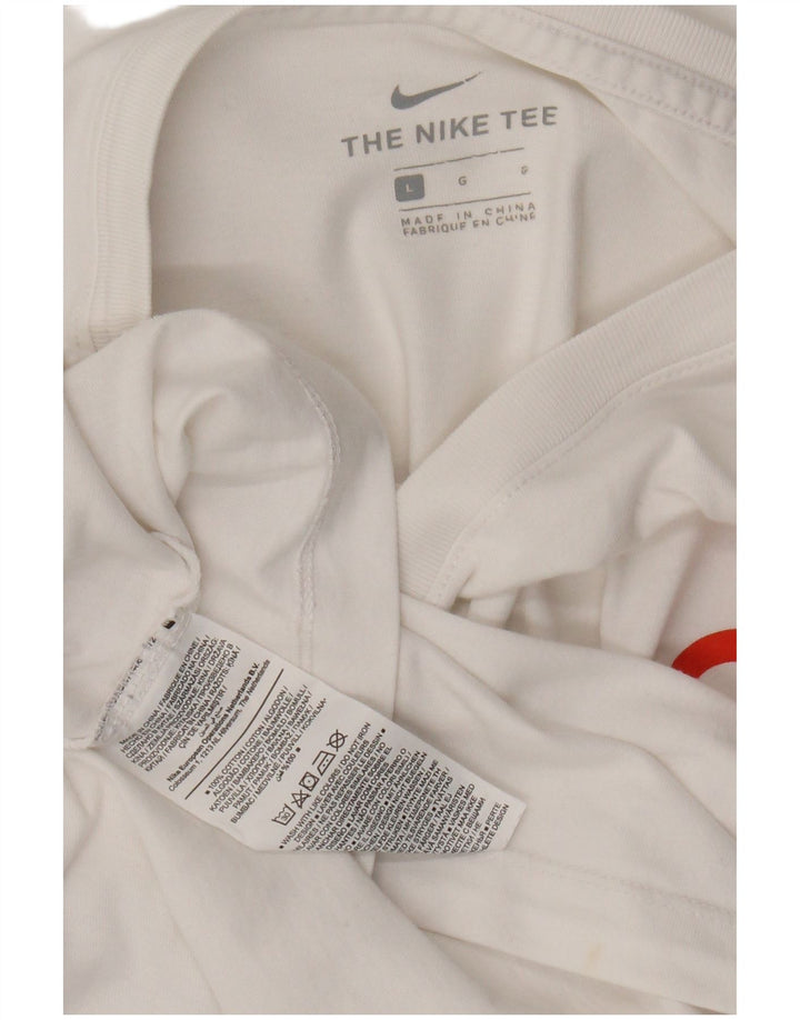Ανδρικό γραφικό μπλουζάκι Nike, μεγάλο λευκό βαμβακερό