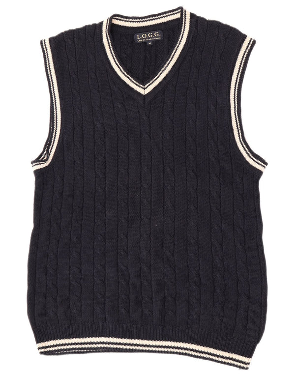 L.O.G.G Mens Vest Tank Top Medium Navy Blue Ramie