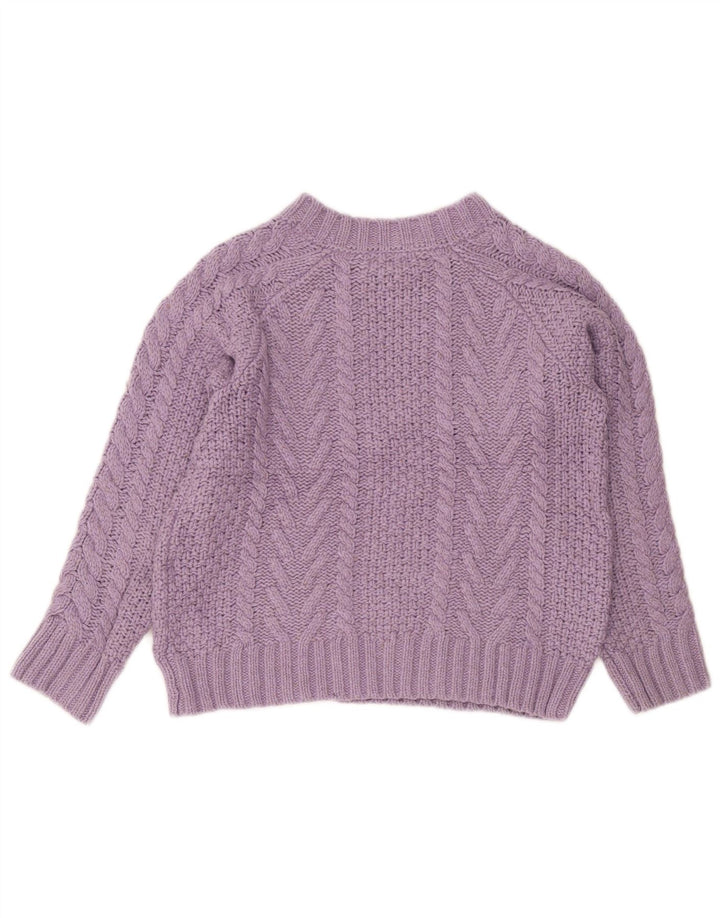 FAT FACE Γυναικείο Crop Boat Neck Jumper πουλόβερ UK 8 Small Purple Polyester
