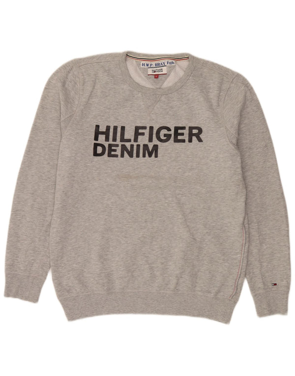 Γραφικό ανδρικό φούτερ Tommy Hilfiger Jumper μεγάλο γκρι βαμβακερό