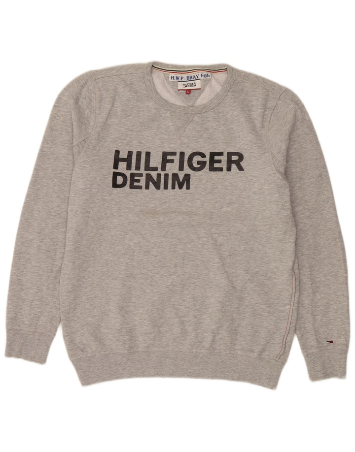 Γραφικό ανδρικό φούτερ Tommy Hilfiger Jumper μεγάλο γκρι βαμβακερό