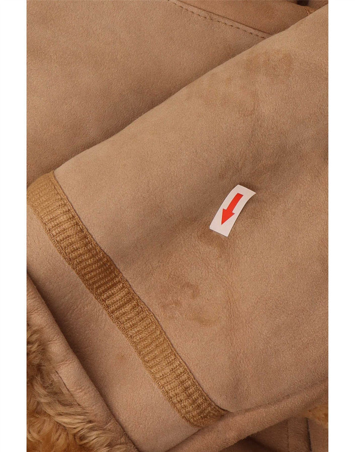 Vintage Γυναικείο Παλτό Shearling IT 44 Medium Beige Leather