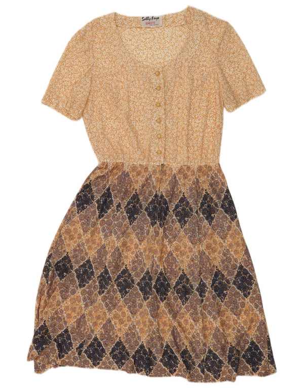 Vintage γυναικείο μάξι φόρεμα UK 16 Large Beige Floral