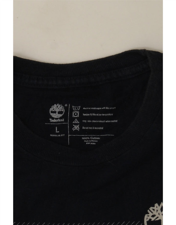 Ανδρικό μπλουζάκι Timberland με κανονική εφαρμογή γραφικό μπλουζάκι μεγάλο μπλε ναυτικό βαμβακερό