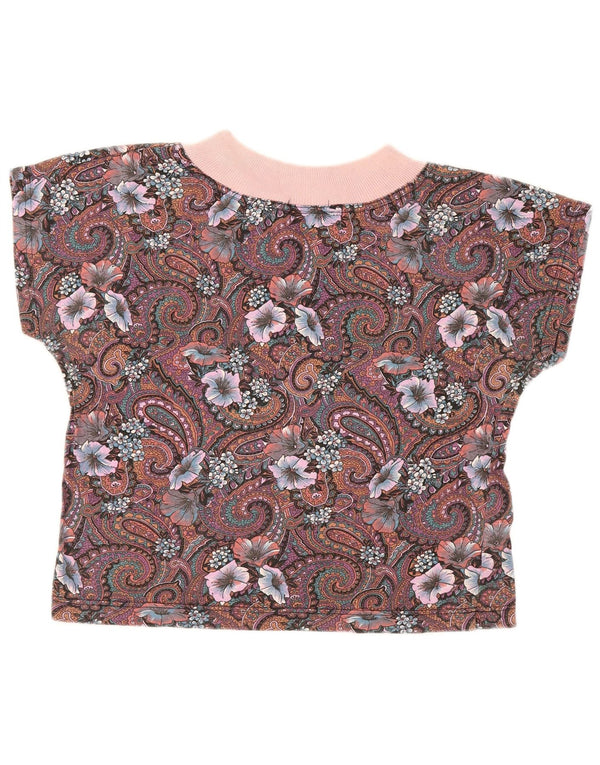 Vintage γυναικείο υπερμεγέθη Crop T-Shirt UK 10 Small πολύχρωμο Paisley