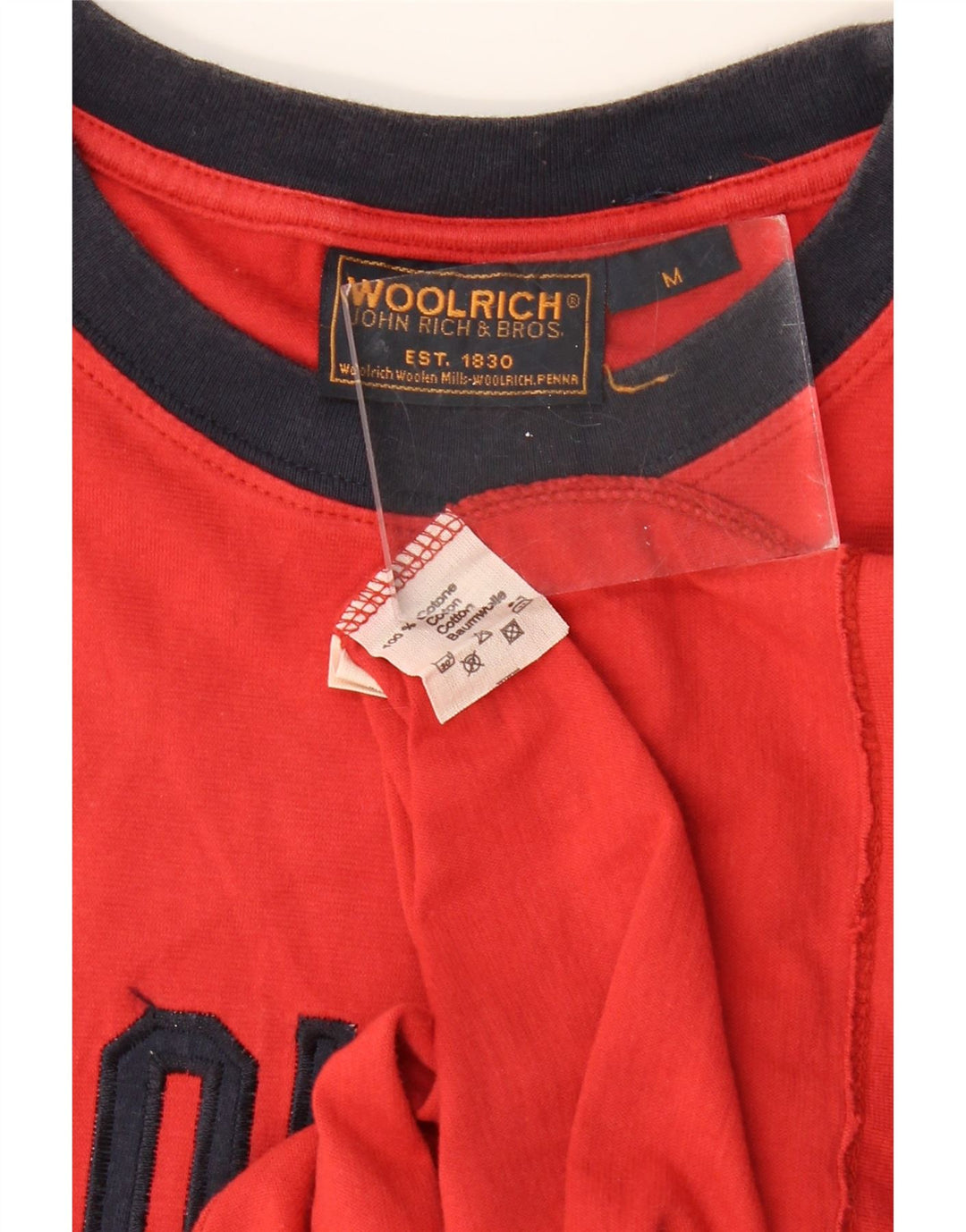 Ανδρικό γραφικό T-Shirt WOOLRICH Τοπ μεσαίο κόκκινο βαμβακερό