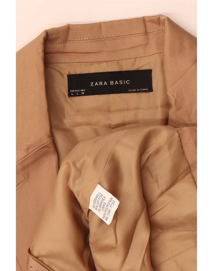 Zara Γυναικείο Μπλέιζερ Μπουφάν UK 14 Μεγάλο Μπεζ Βαμβακερό