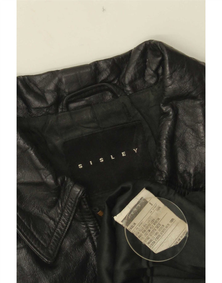 Sisley Γυναικείο Δερμάτινο Μπουφάν UK 10 Small Black Leather