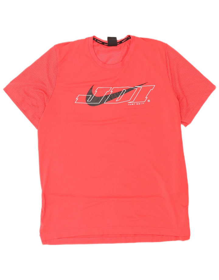Ανδρικό T-Shirt Nike με γραφικά Dri Fit, τοπ μεγάλο κόκκινο πολυεστέρα