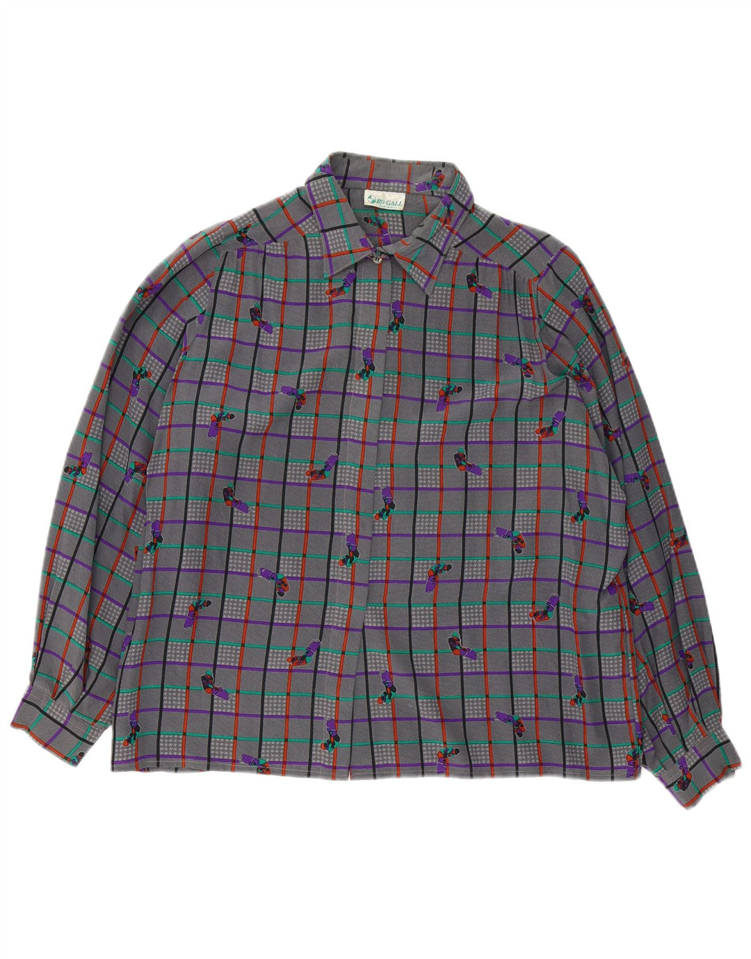 Vintage γυναικείο πουκάμισο μπλούζα UK 18 XL Grey Check
