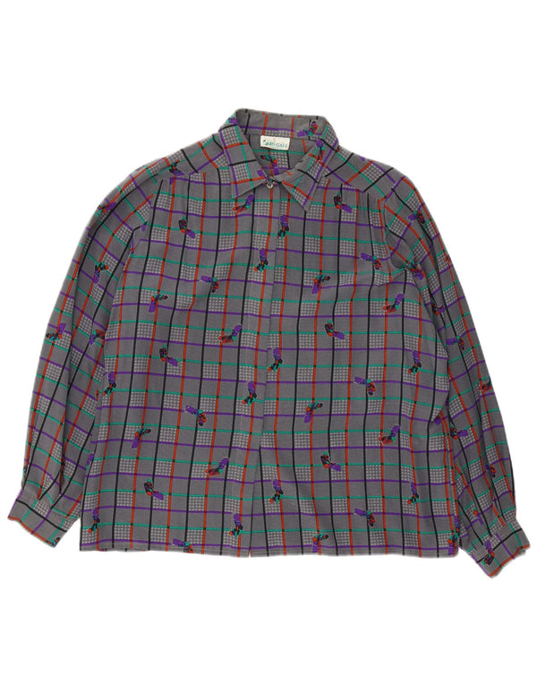Vintage γυναικείο πουκάμισο μπλούζα UK 18 XL Grey Check