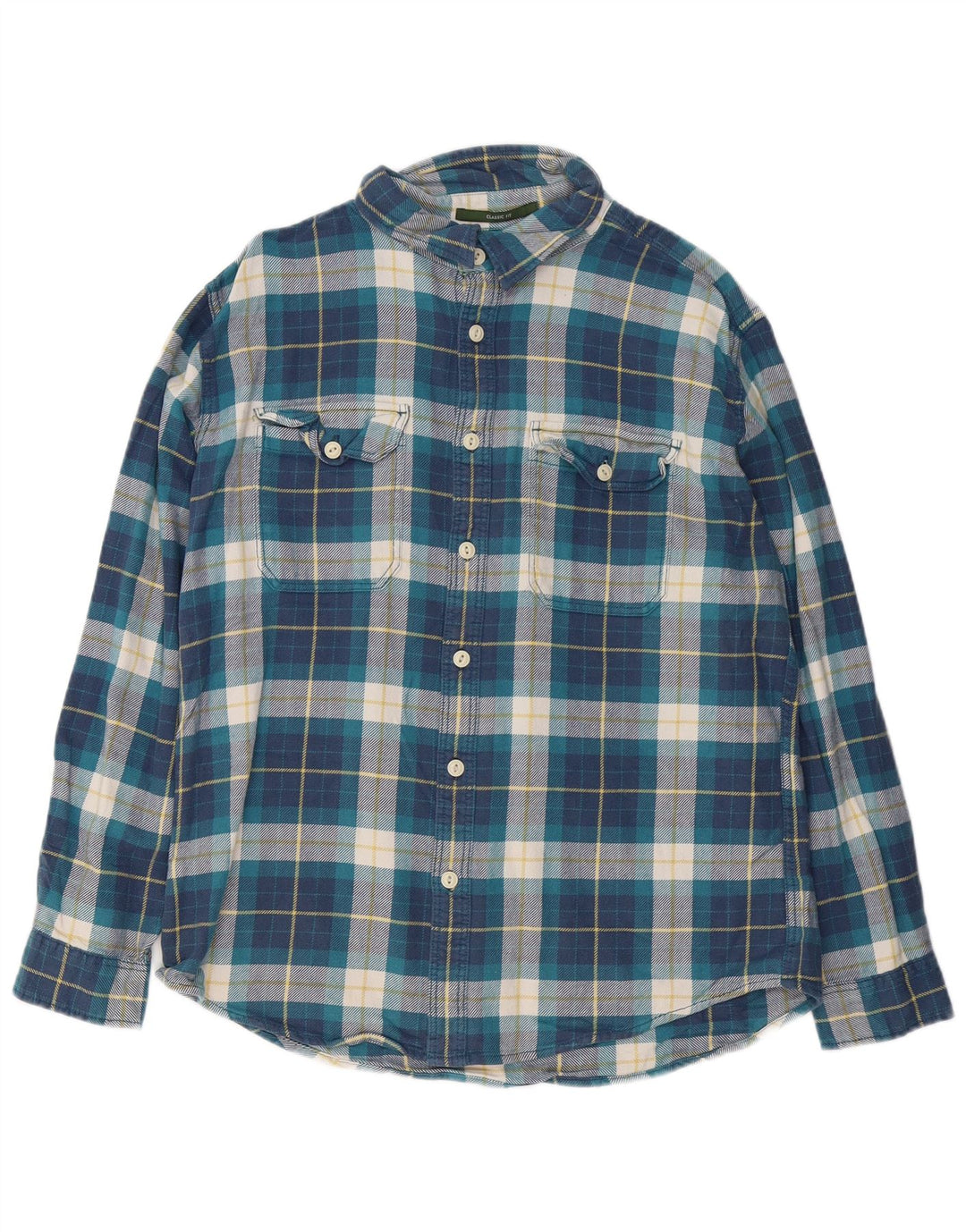 EDDIE BAUER Ανδρικό πουκάμισο Classic Fit Flannel Μεγάλο Μπλε Καρό Βαμβακερό