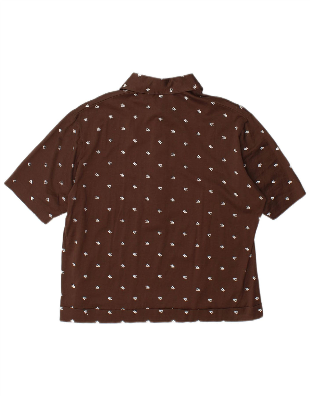 VINTAGE Γυναικείο κοντομάνικο πουλόβερ πουκάμισο IT 52 2XL καφέ γεωμετρικό