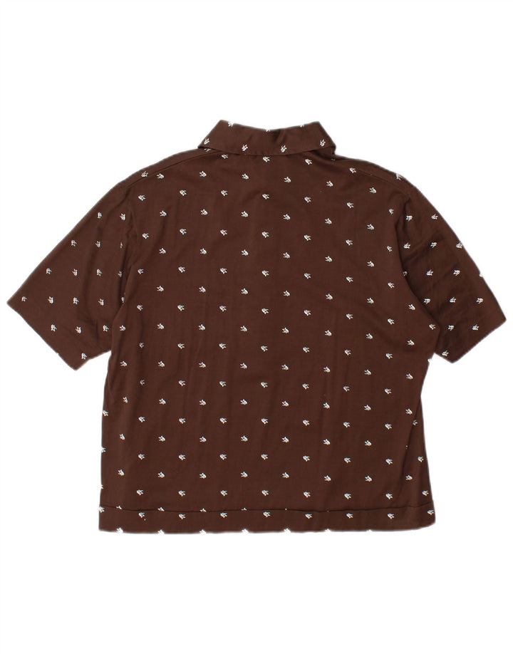 VINTAGE Γυναικείο κοντομάνικο πουλόβερ πουκάμισο IT 52 2XL καφέ γεωμετρικό